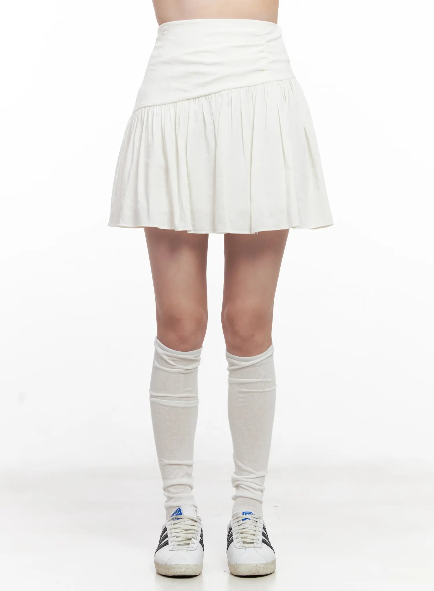 Asymmetric Shirred Mini Skirt CL524