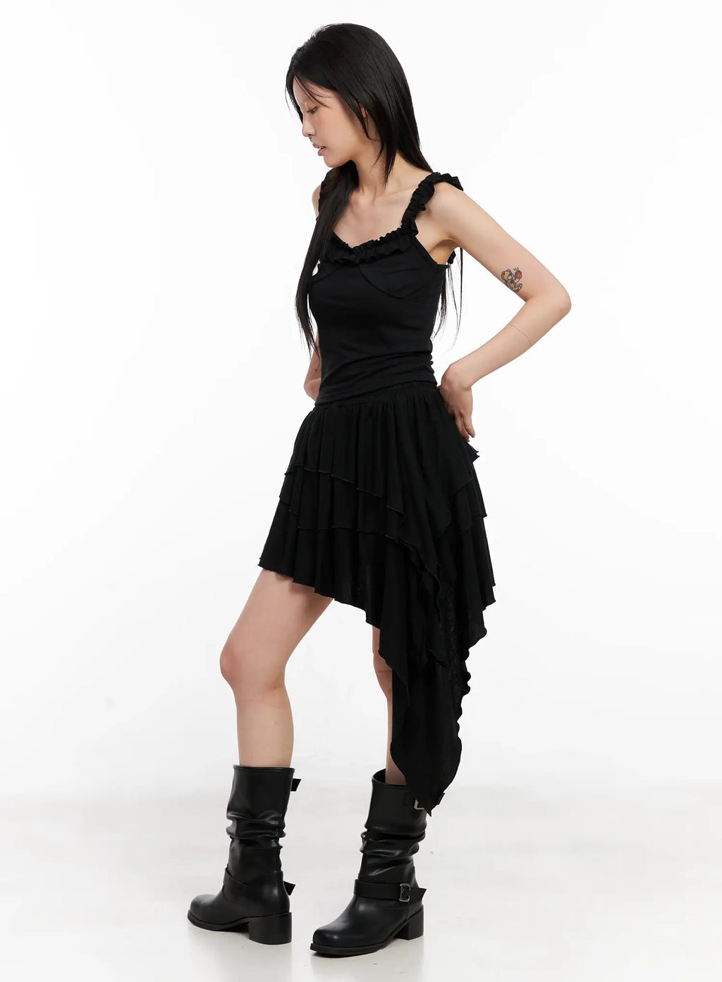 Asymmetric Tiered Skirt CL528