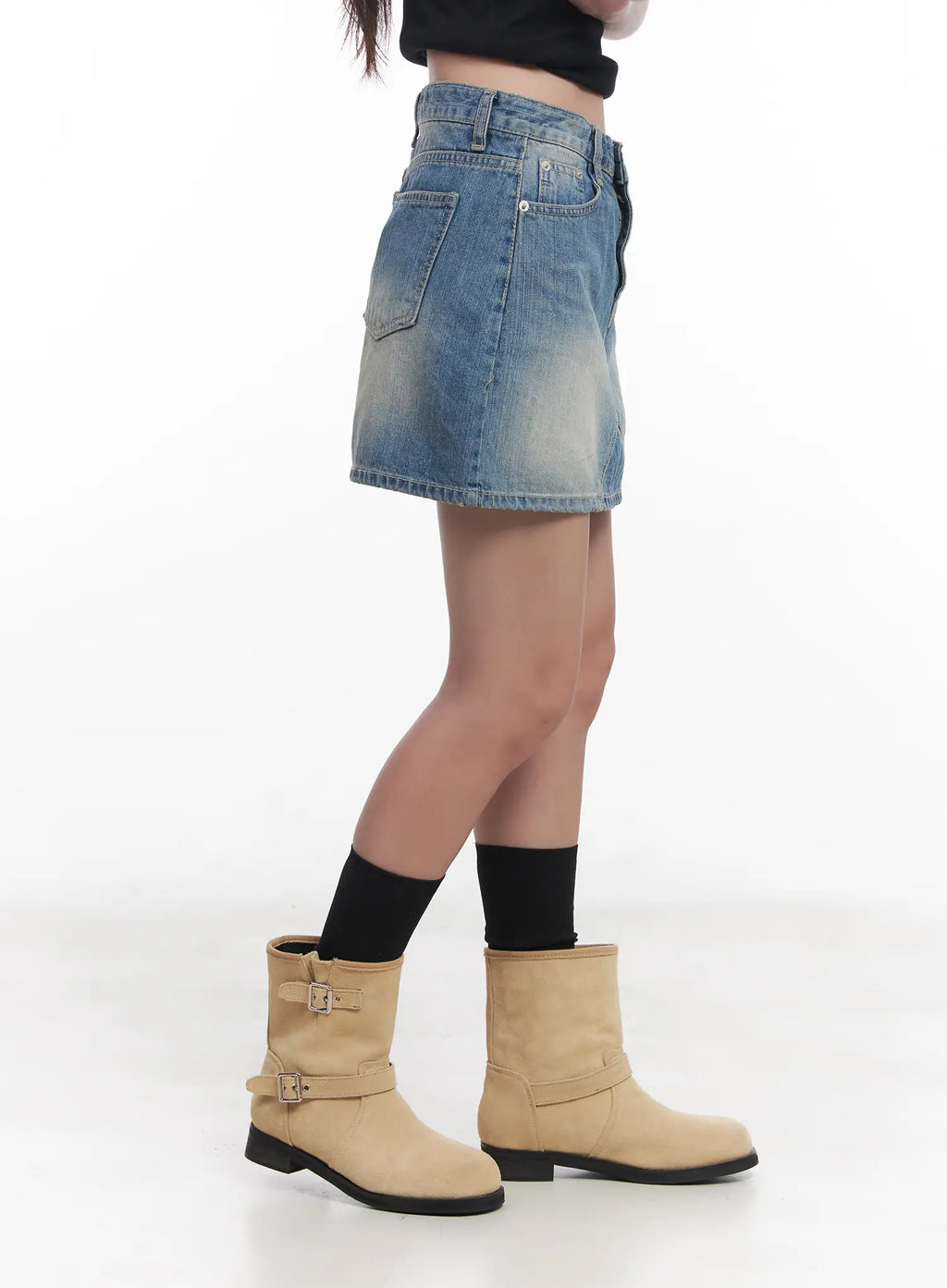 Washed Mini Denim Skirt CU516